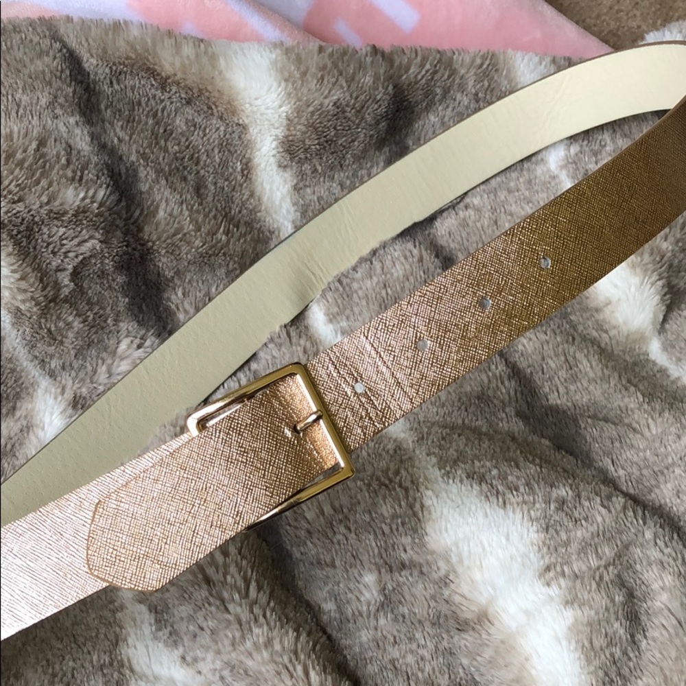 Rose gold belt with gold buckle size large